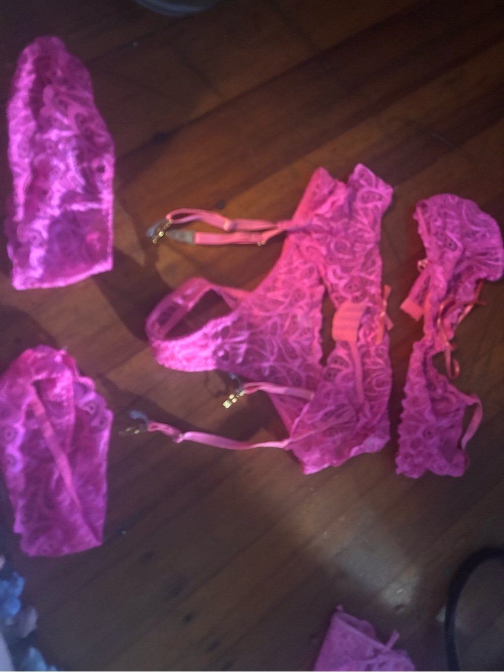 Lace Garment Set — Hot Pink Women's Intimates
